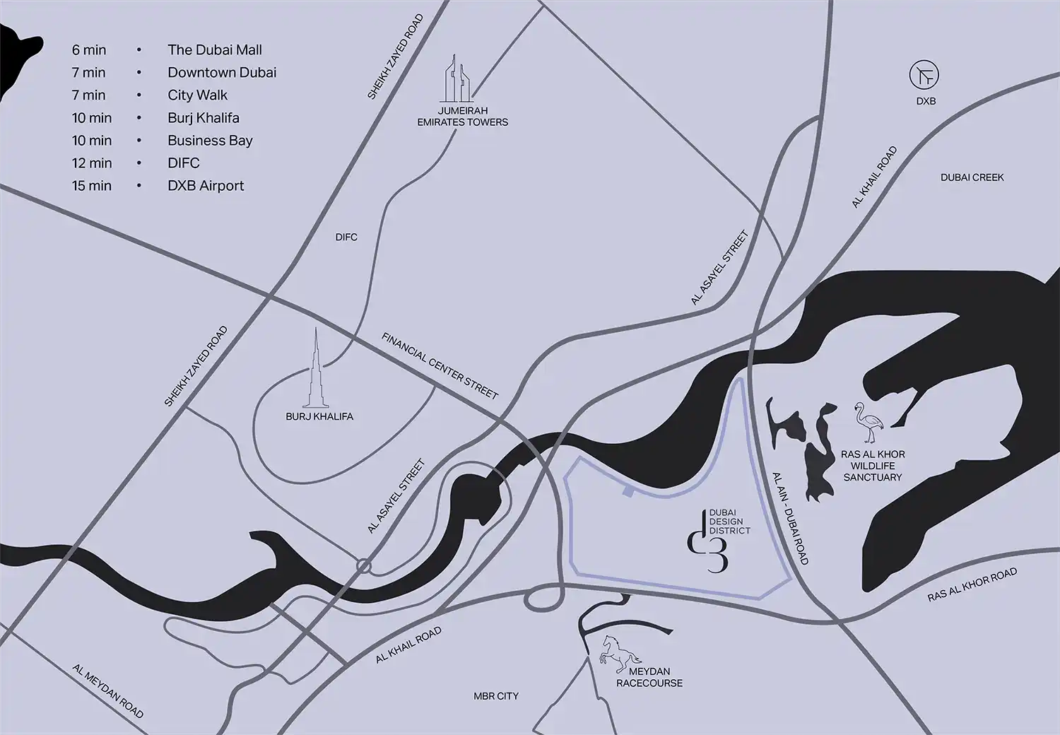 Damac Islands Dubai Location Map