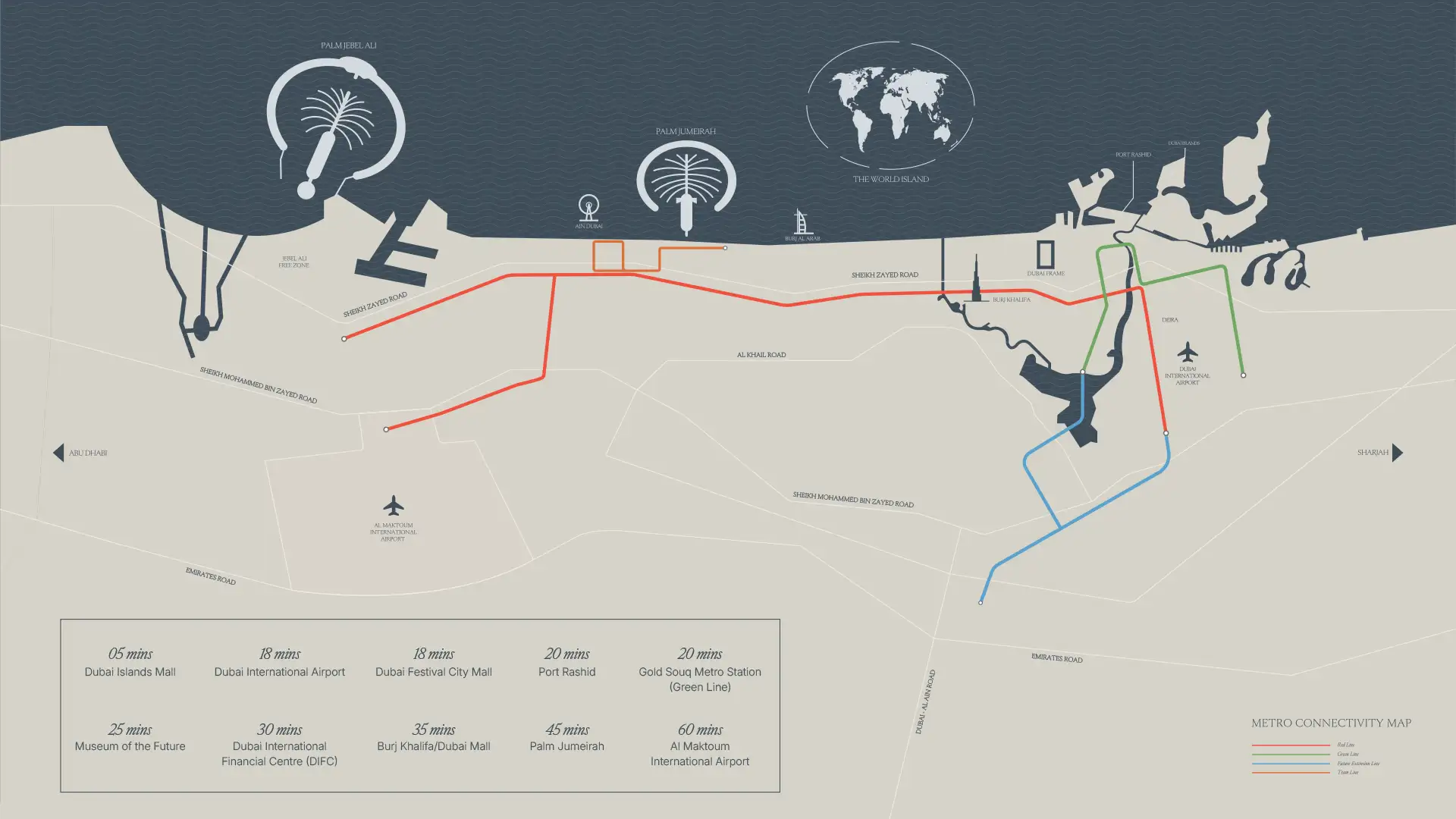 Damac Islands Dubai Location Map