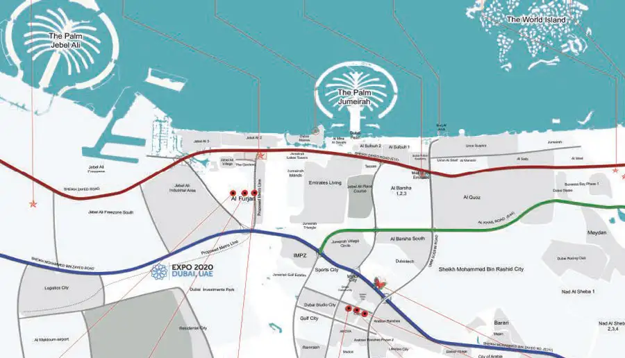 Damac Islands Dubai Location Map