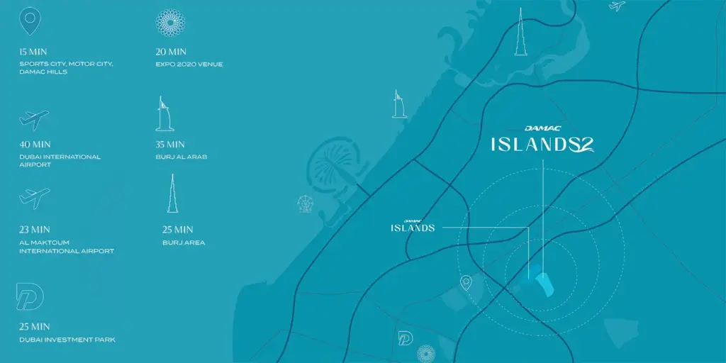Damac Islands Dubai Location Map