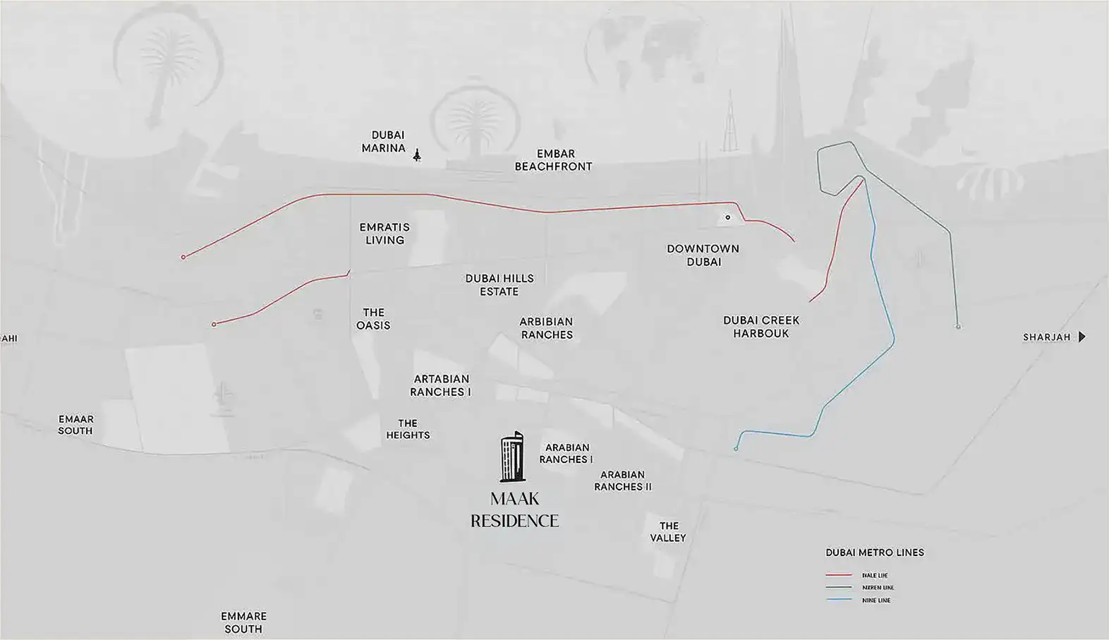 Damac Islands Dubai Location Map