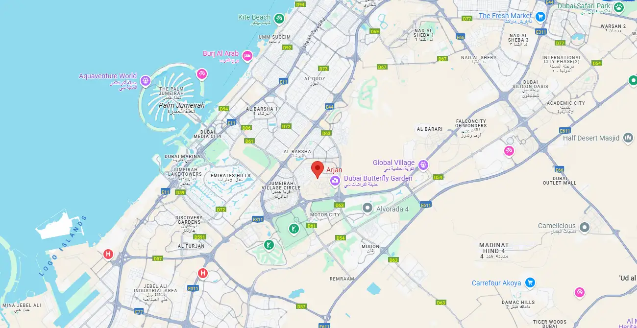 Damac Islands Dubai Location Map