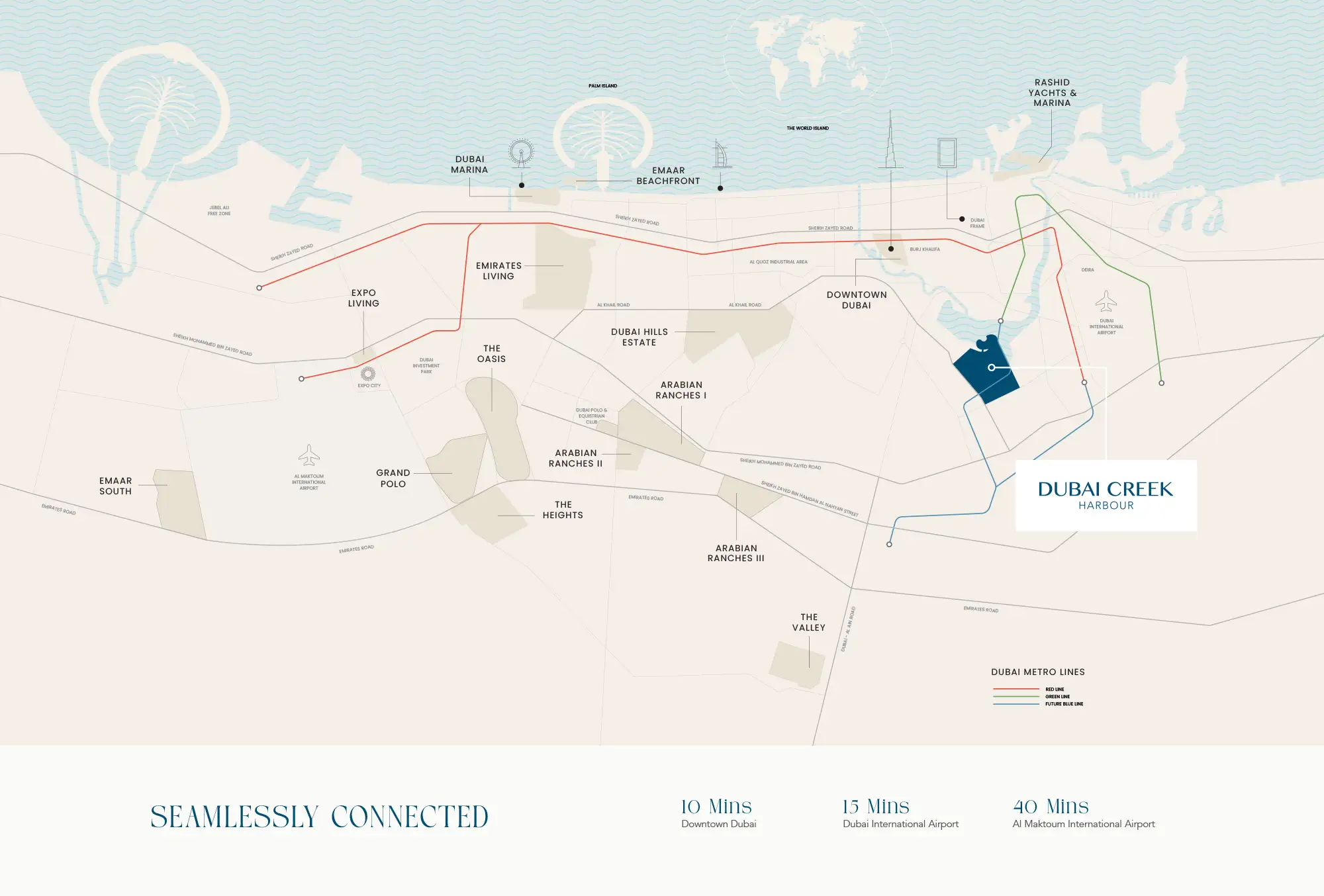 Damac Islands Dubai Location Map
