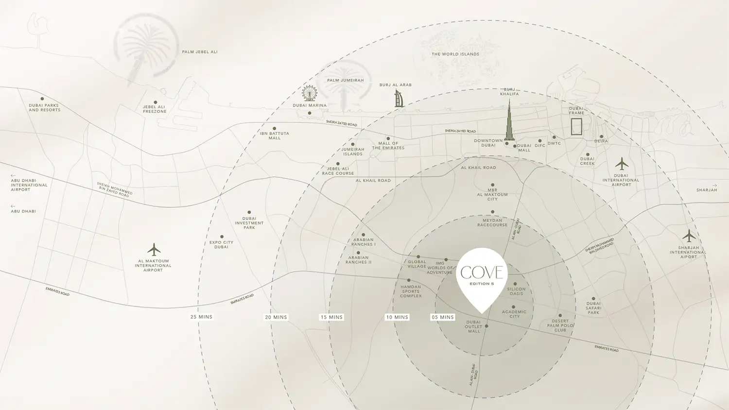 Damac Islands Dubai Location Map