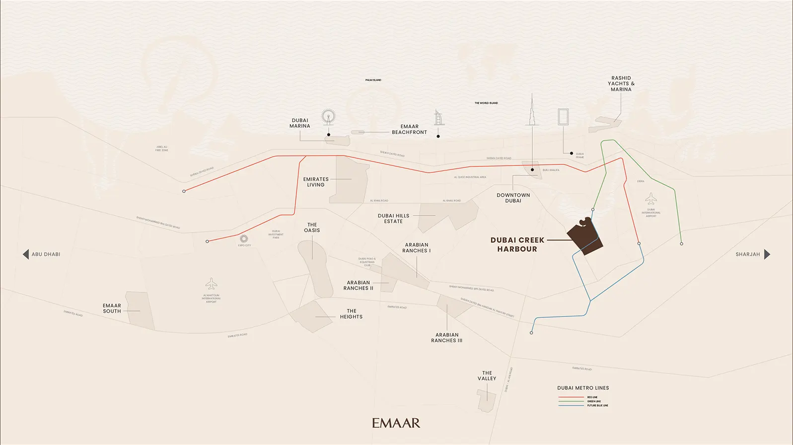 Damac Islands Dubai Location Map