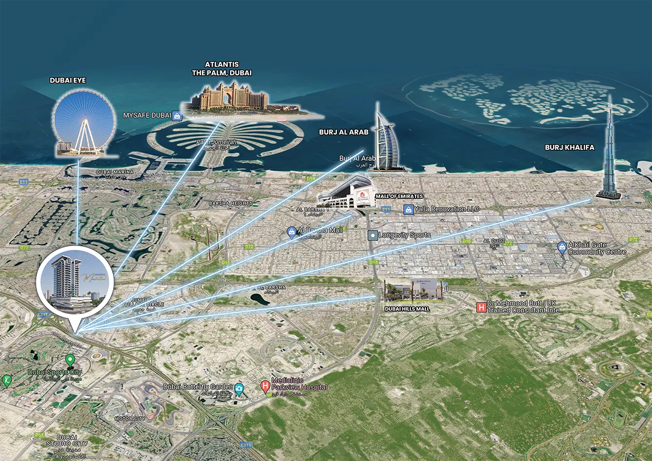 Damac Islands Dubai Location Map