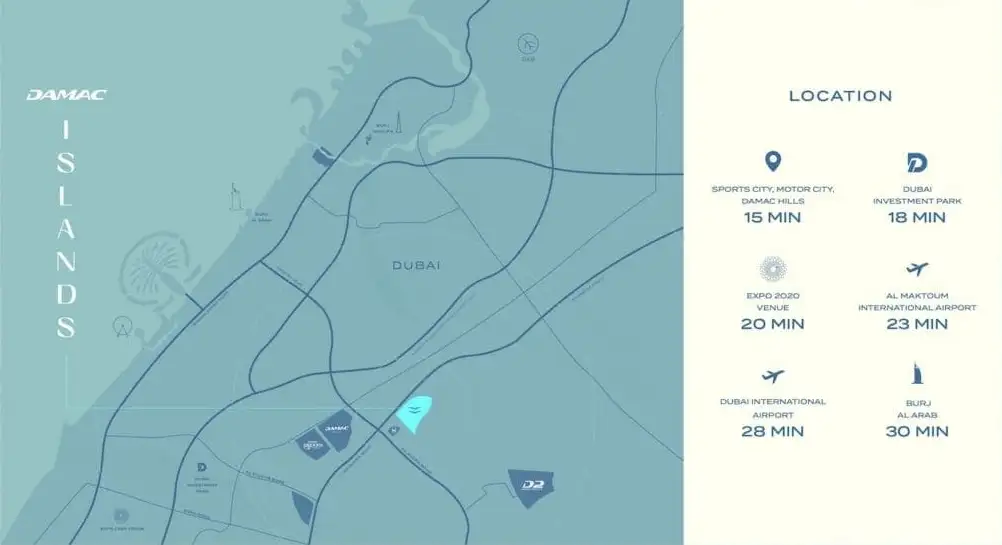 Damac Islands Dubai Location Map