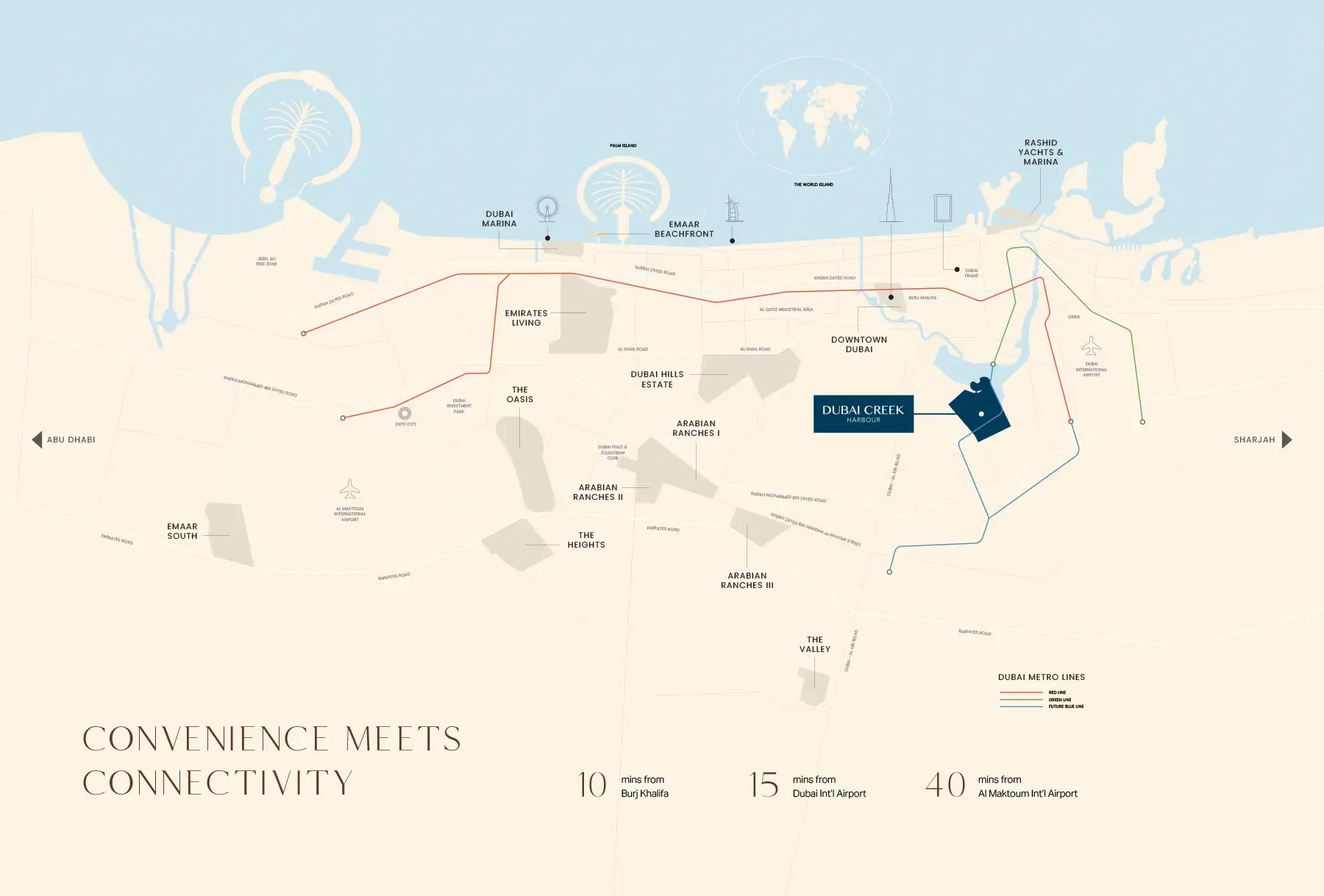 Damac Islands Dubai Location Map