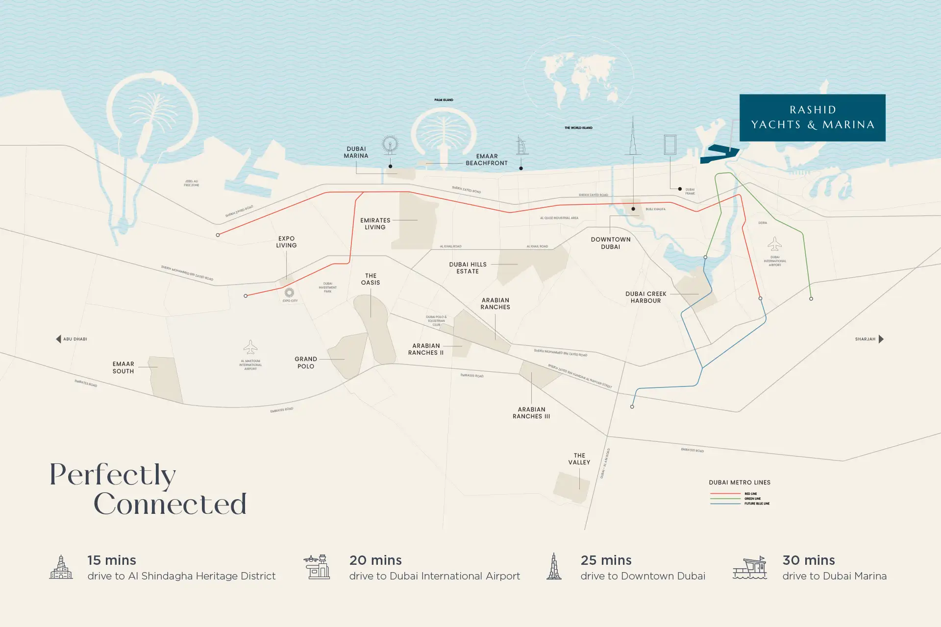 Damac Islands Dubai Location Map