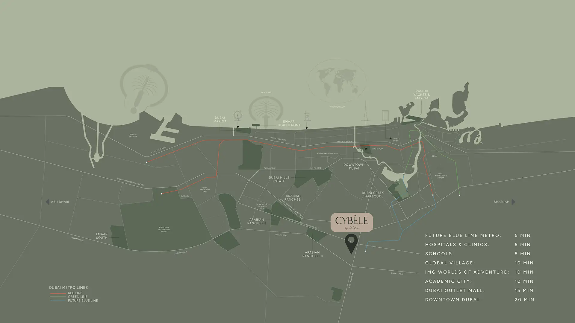Damac Islands Dubai Location Map