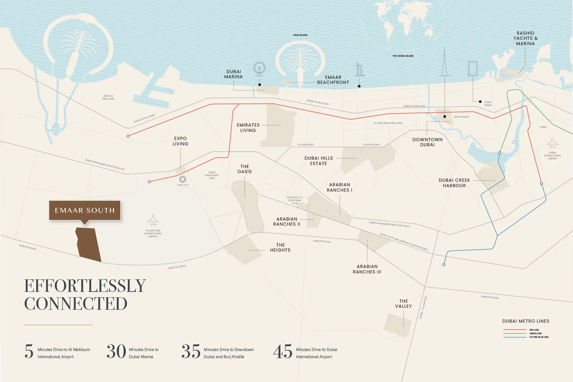Damac Islands Dubai Location Map