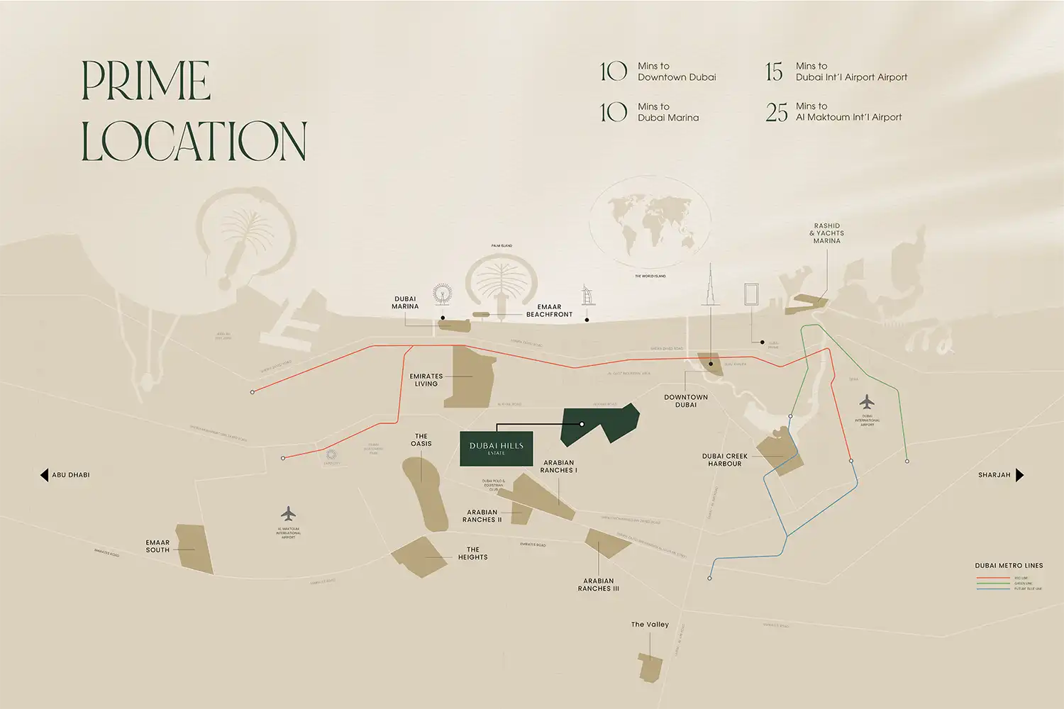 Damac Islands Dubai Location Map