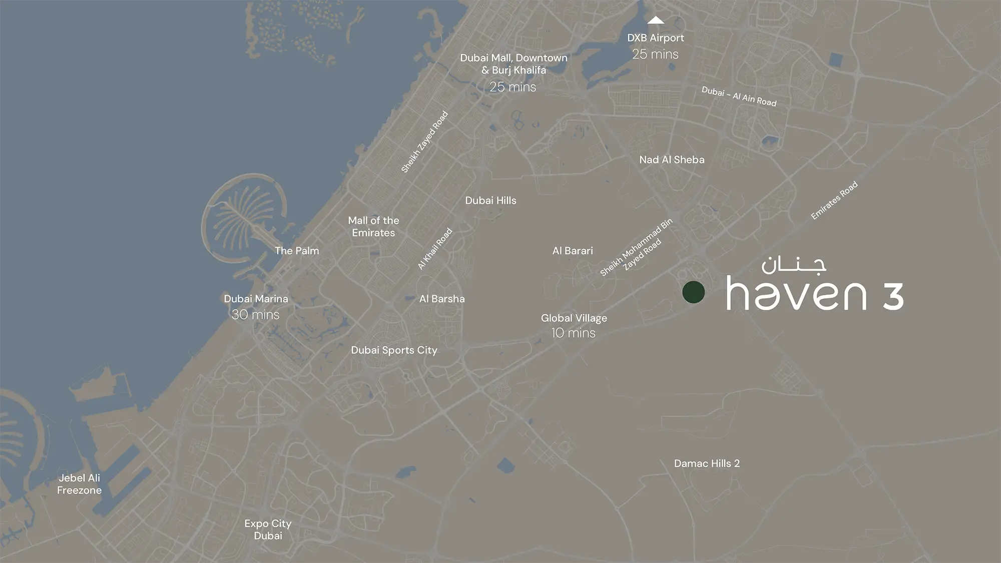 Damac Islands Dubai Location Map