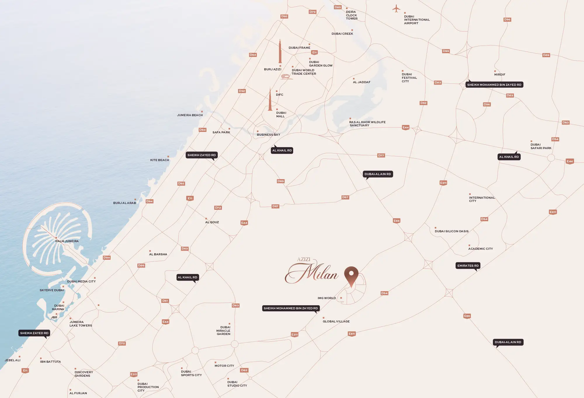 Damac Islands Dubai Location Map
