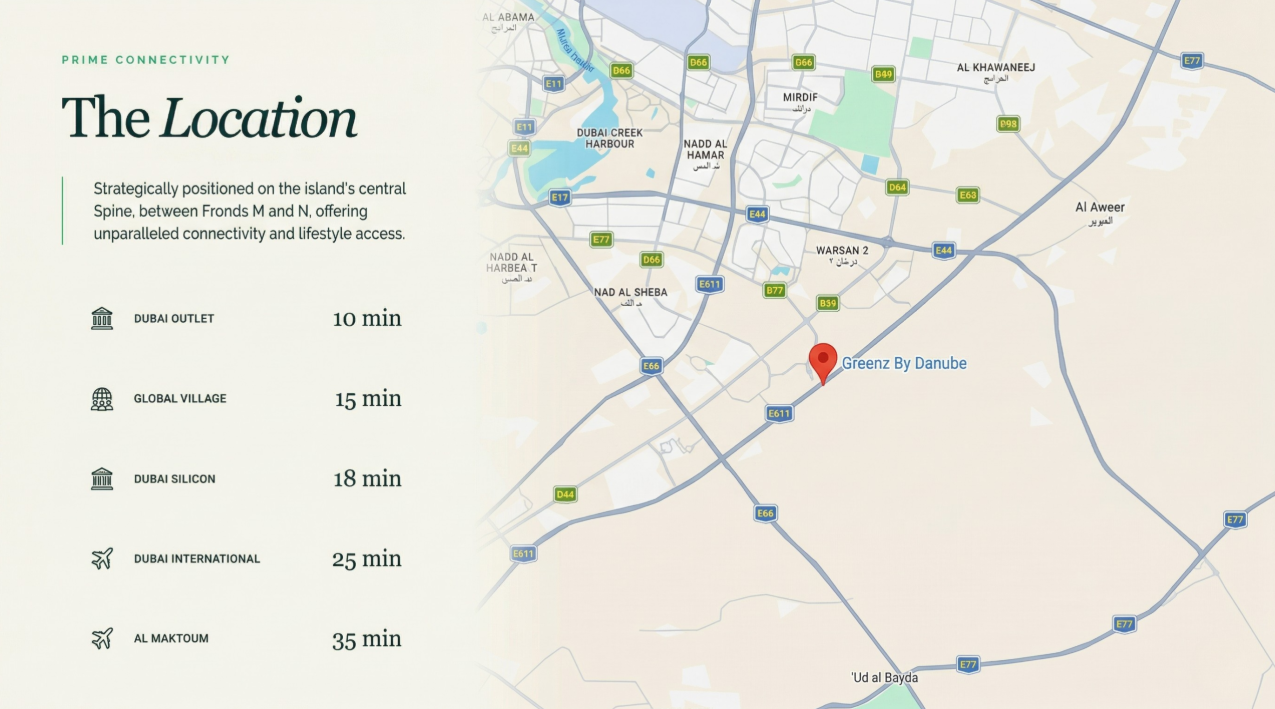 Damac Islands Dubai Location Map