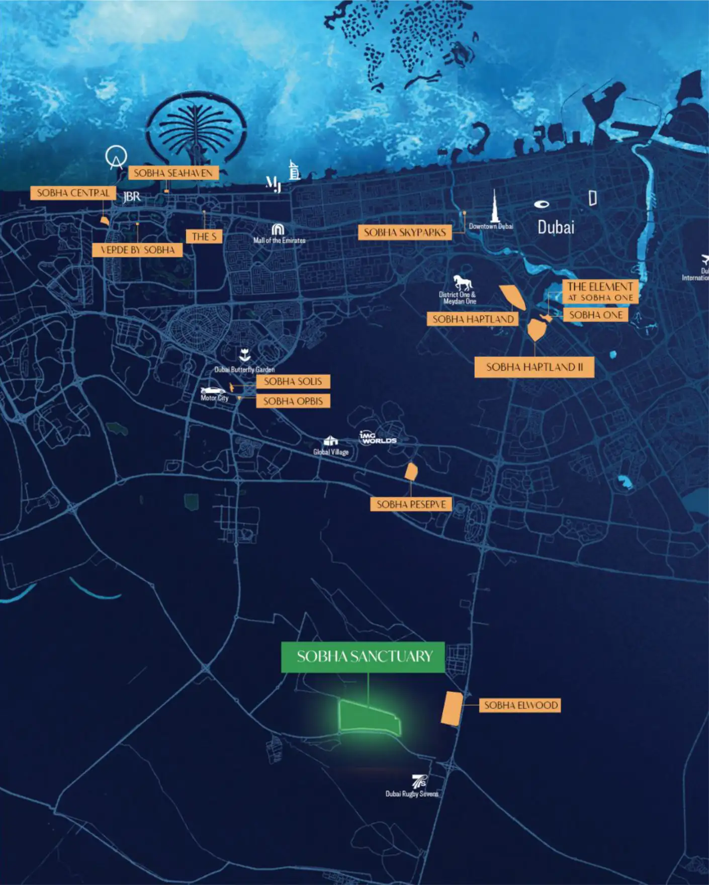 Damac Islands Dubai Location Map