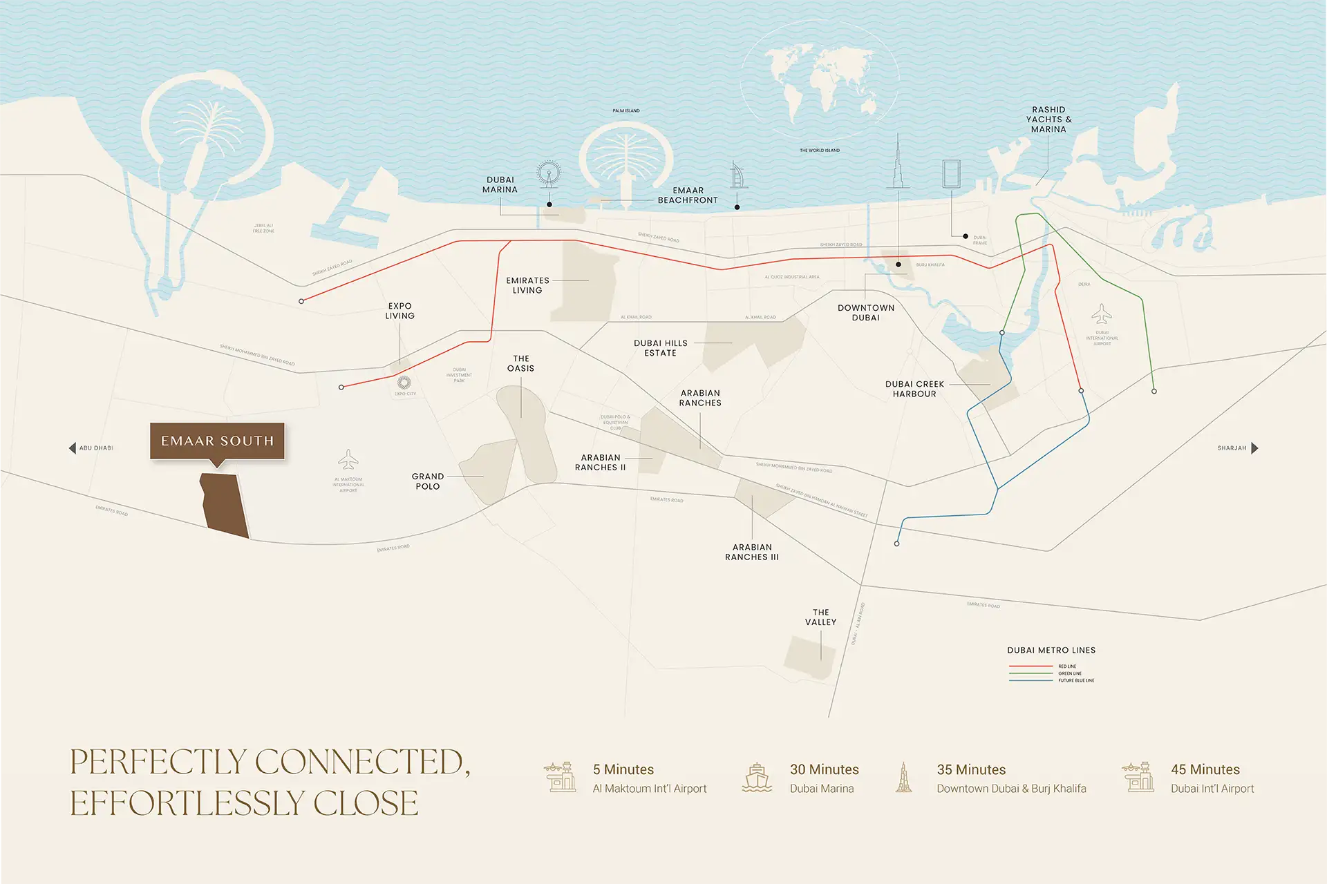 Damac Islands Dubai Location Map