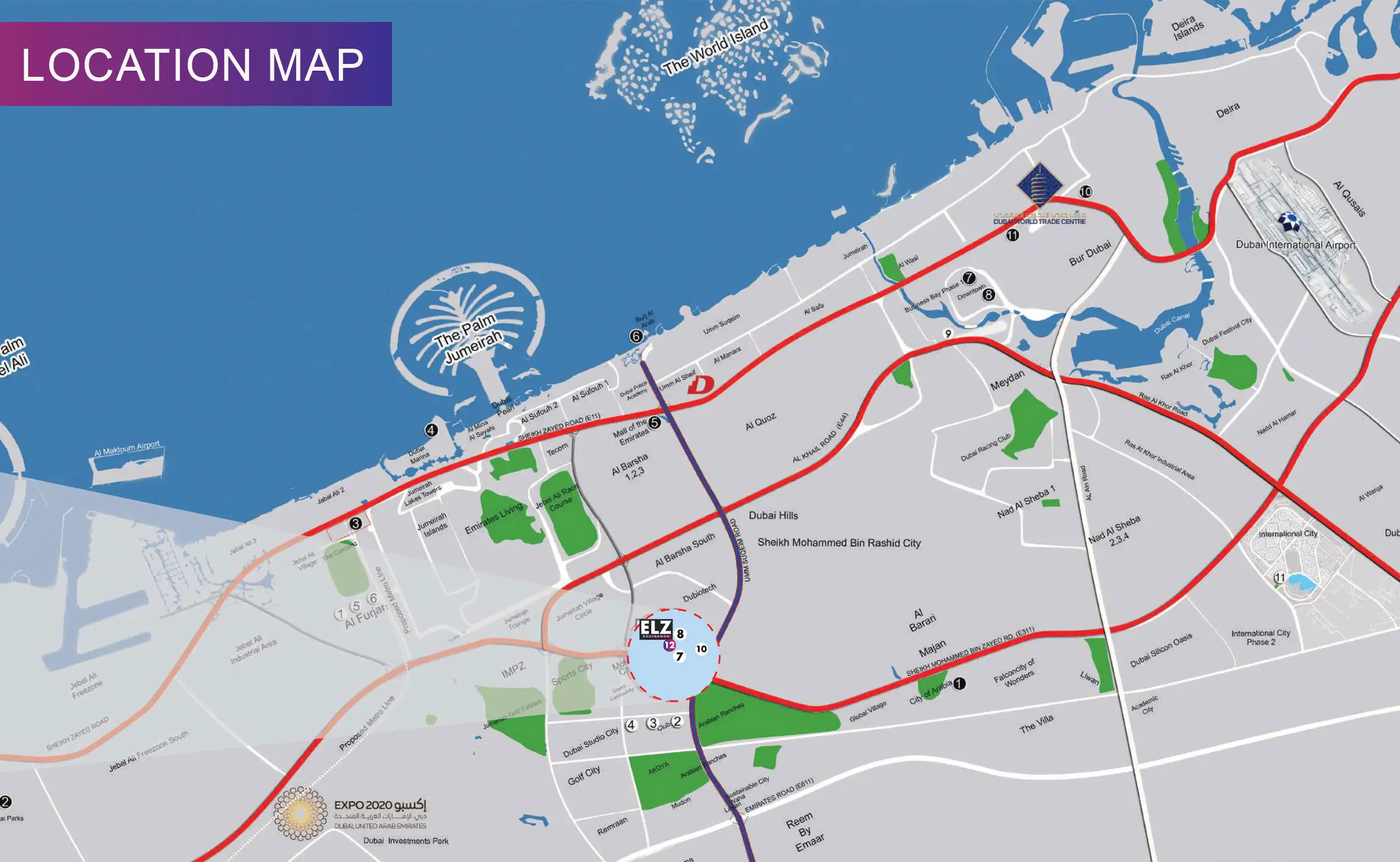 Damac Islands Dubai Location Map