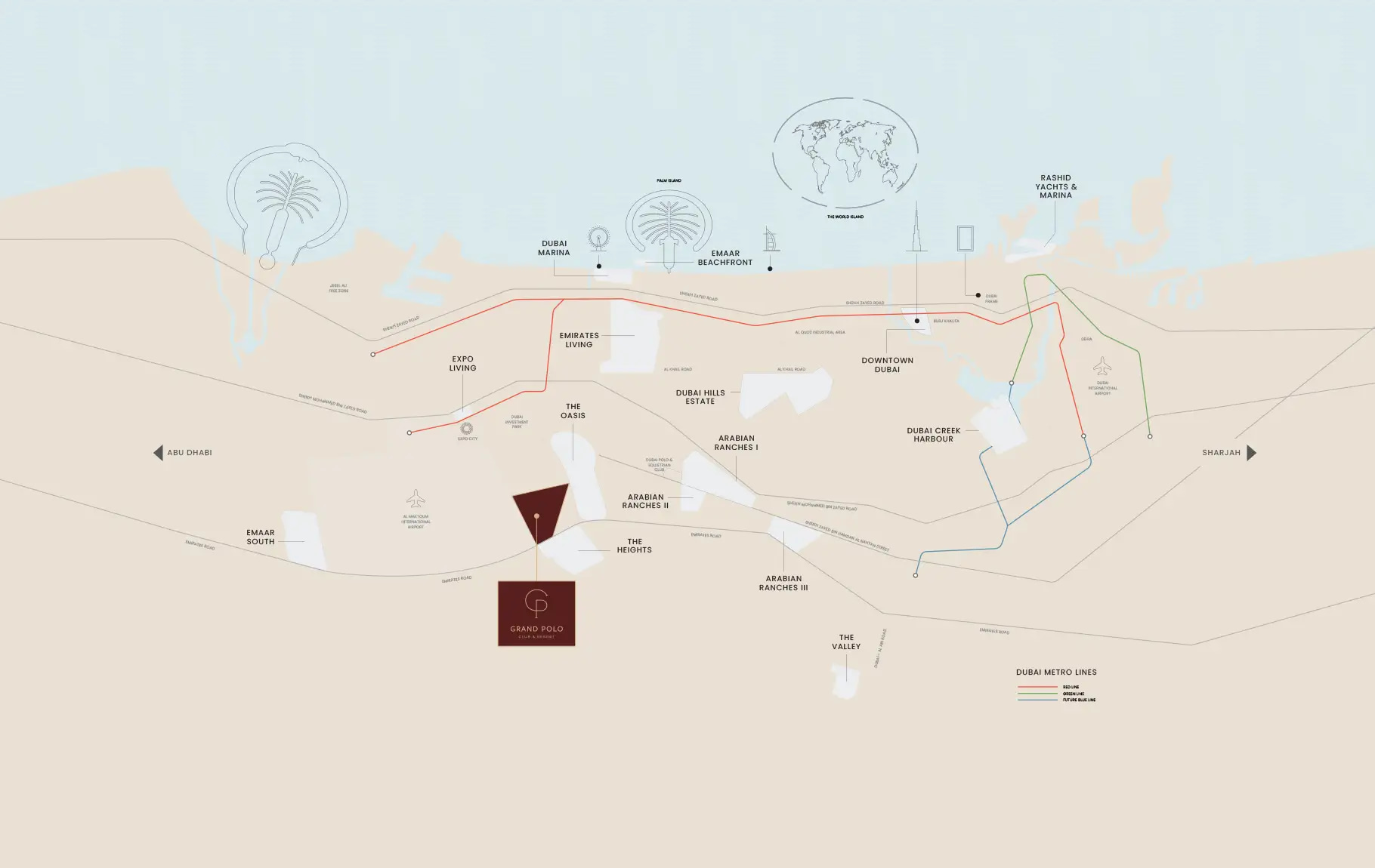 Damac Islands Dubai Location Map