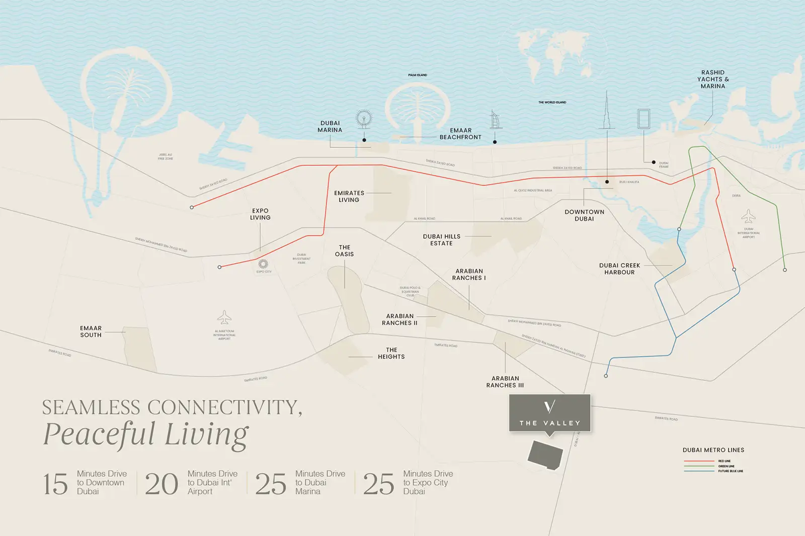 Damac Islands Dubai Location Map