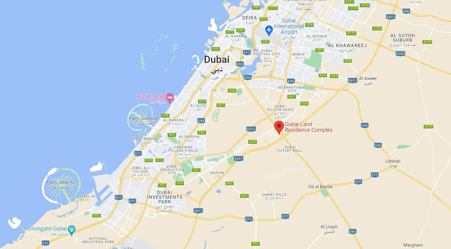 Damac Islands Dubai Location Map