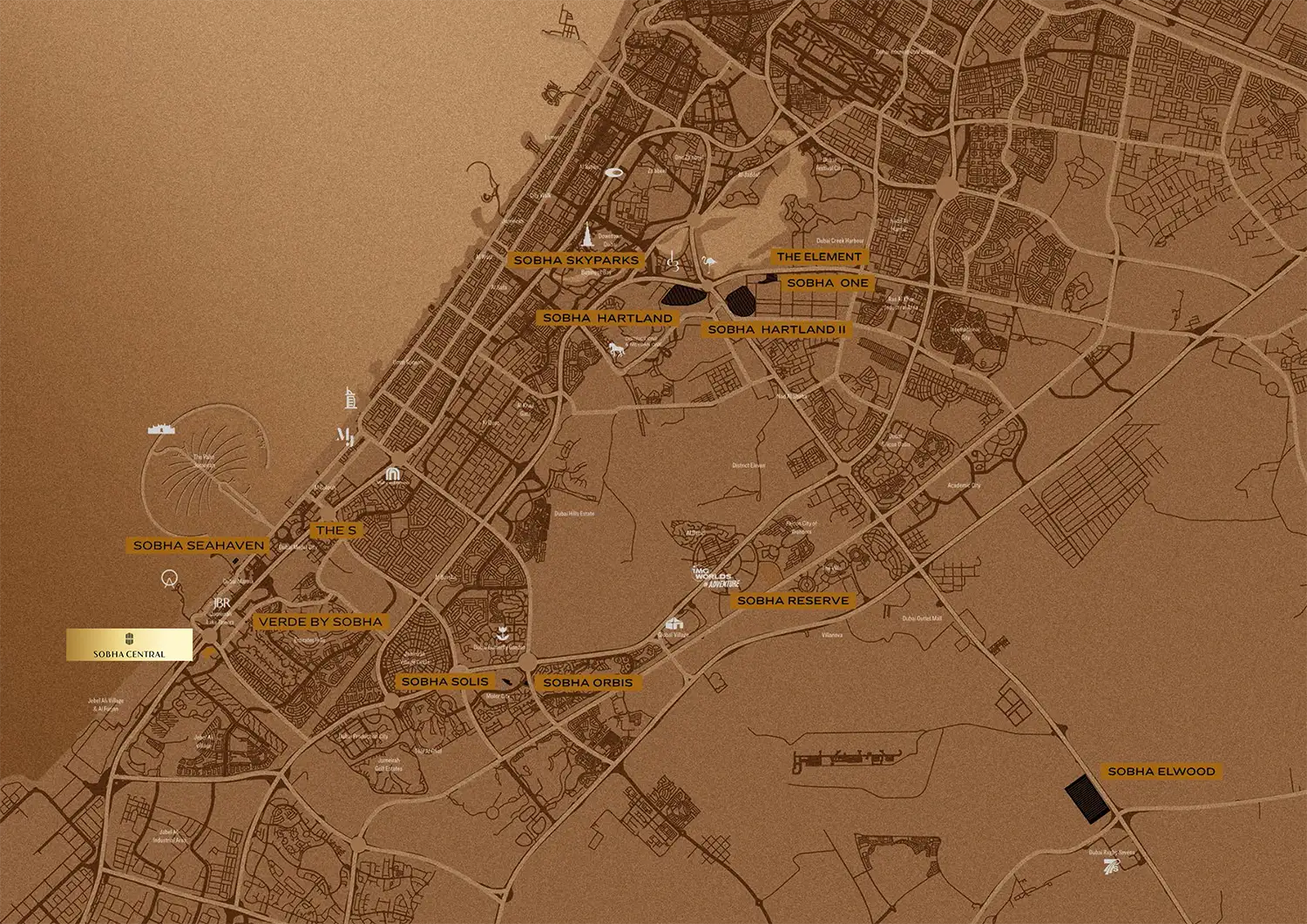 Damac Islands Dubai Location Map