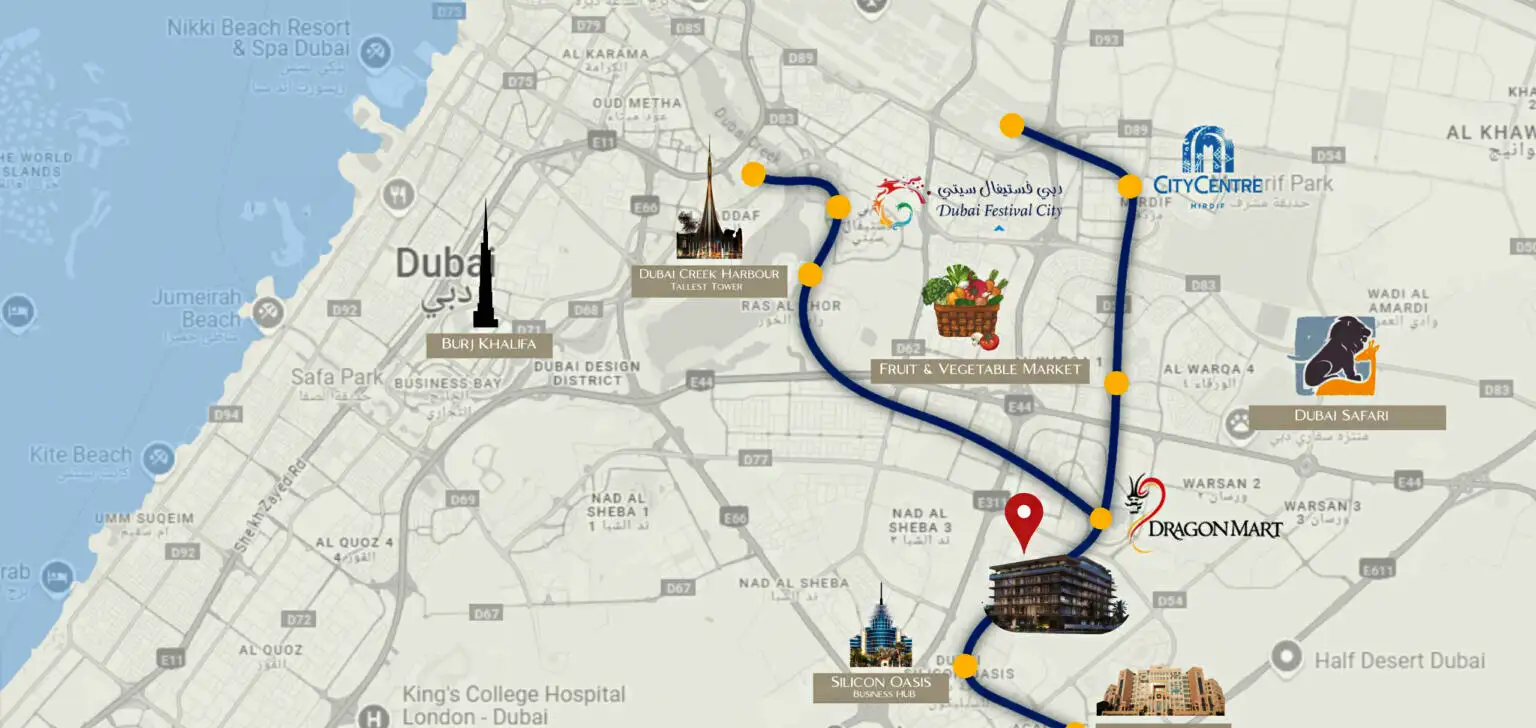 Damac Islands Dubai Location Map