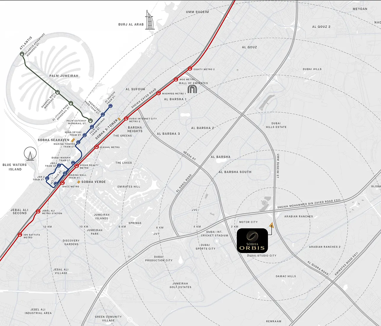 Damac Islands Dubai Location Map