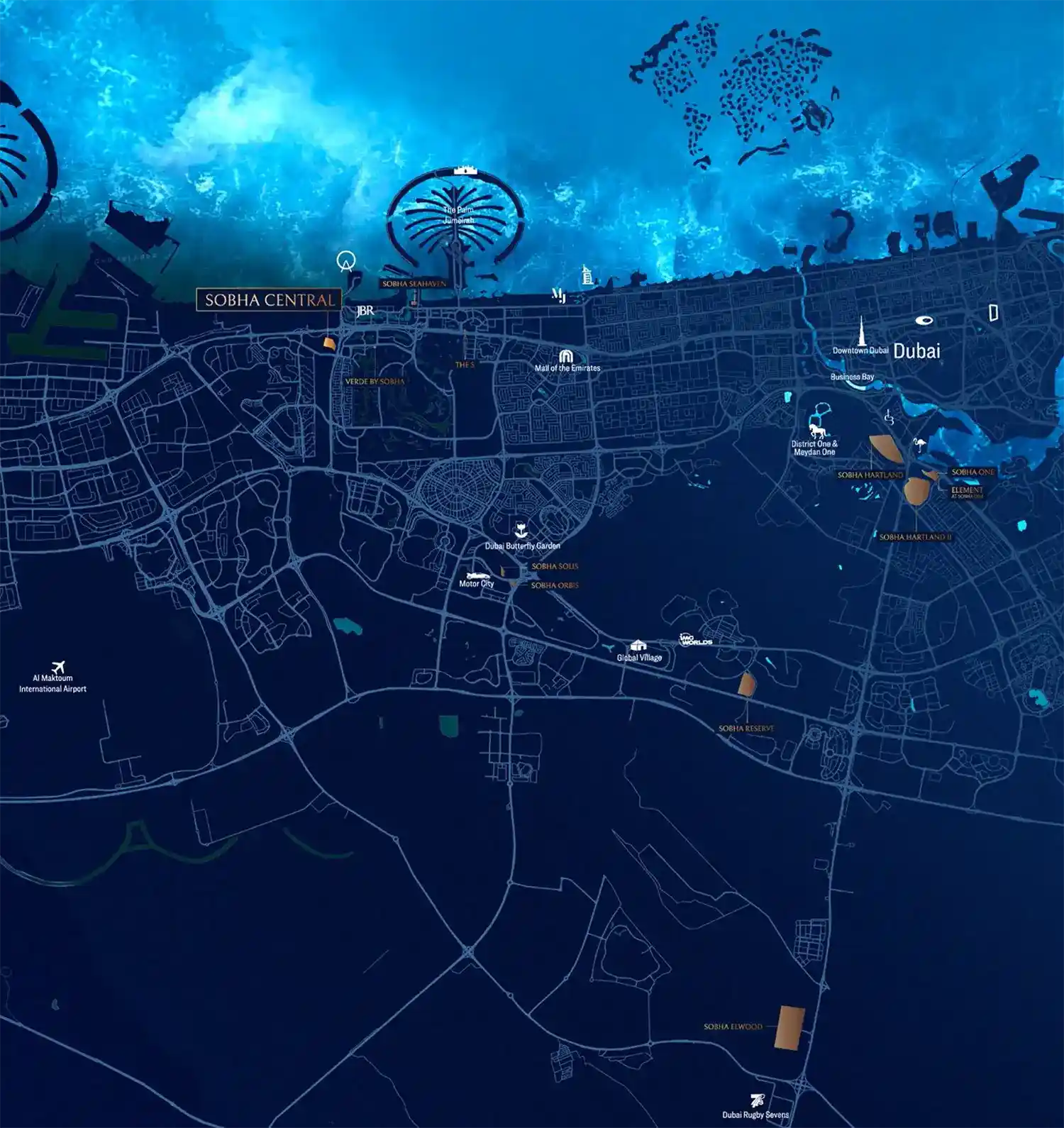 Damac Islands Dubai Location Map