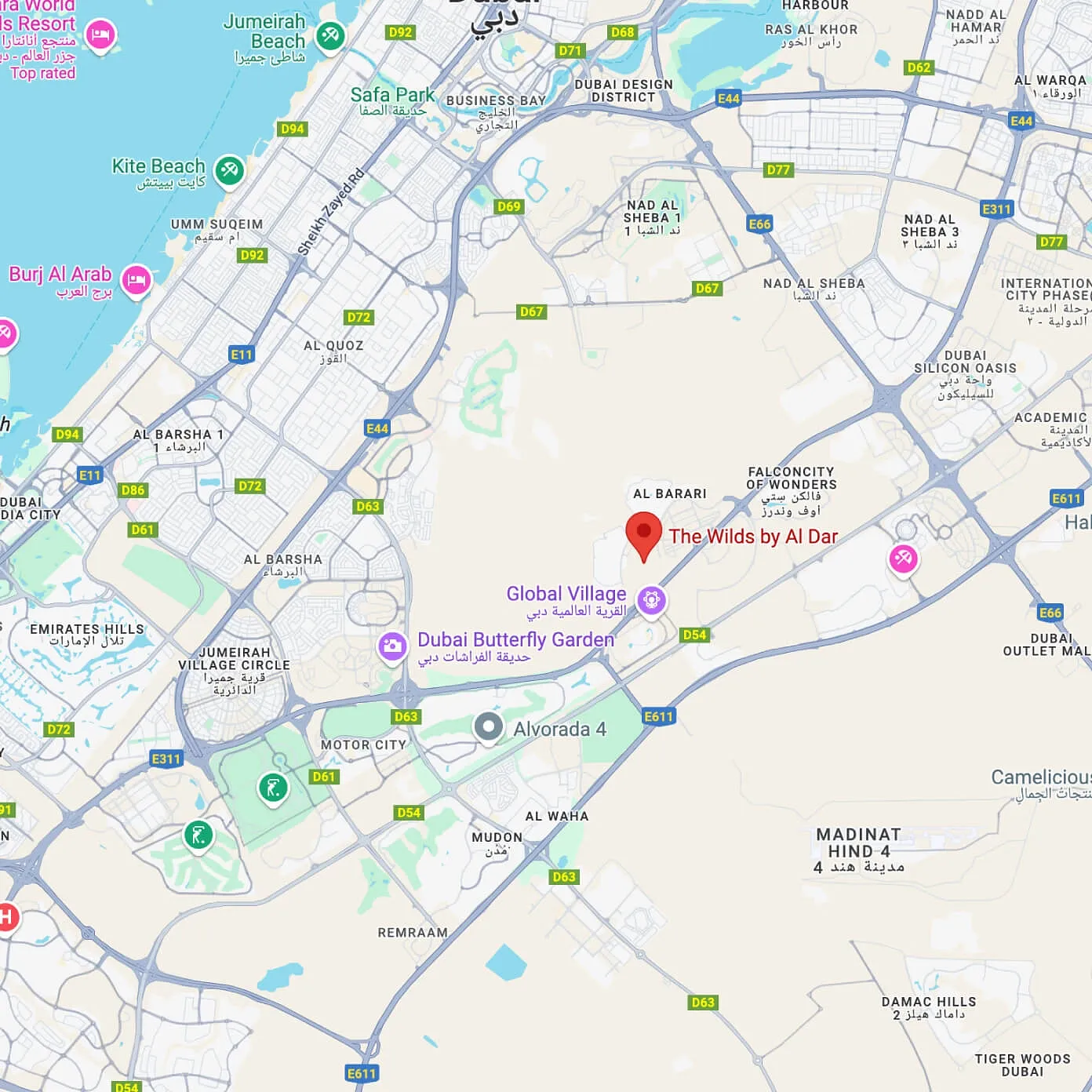 Damac Islands Dubai Location Map