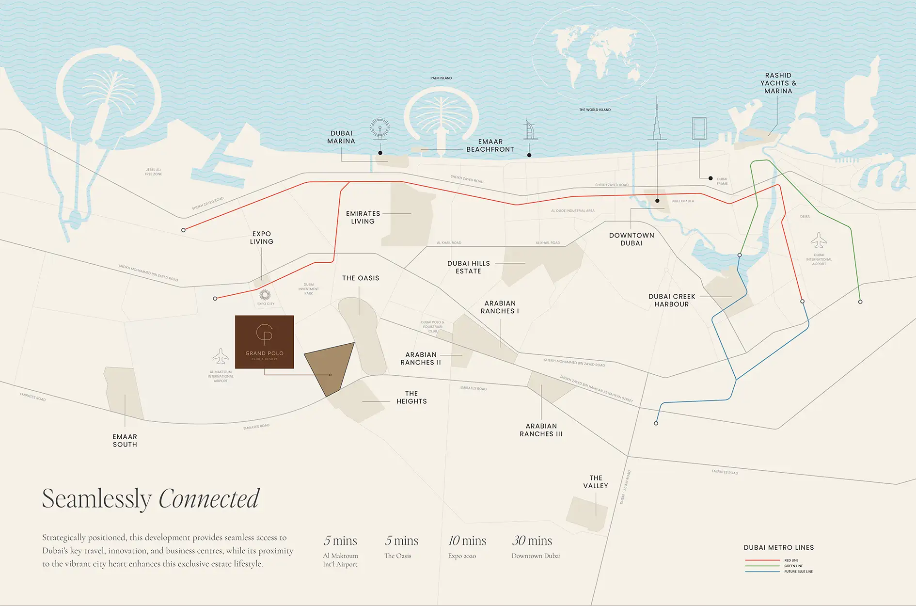 Damac Islands Dubai Location Map