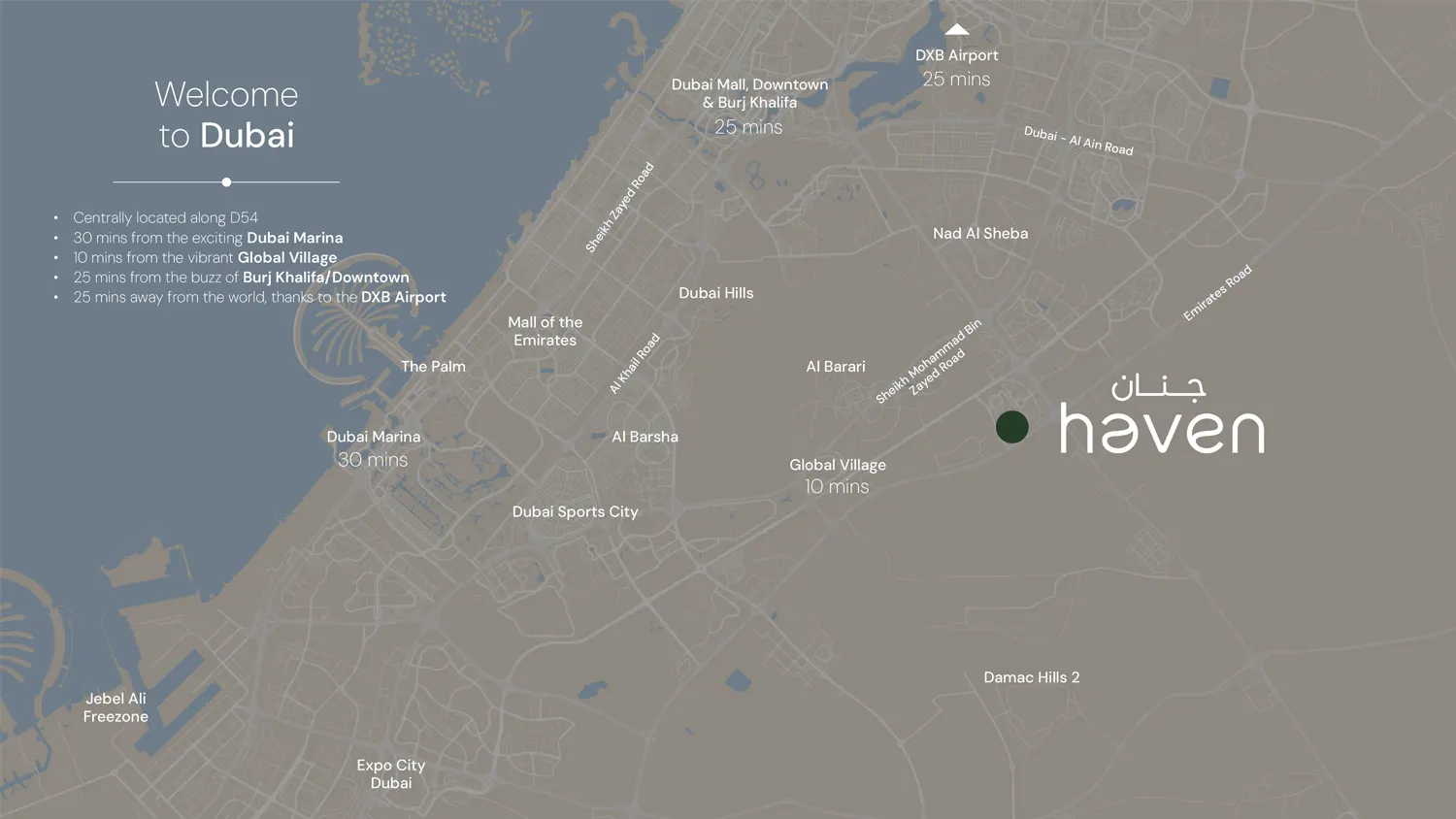 Damac Islands Dubai Location Map