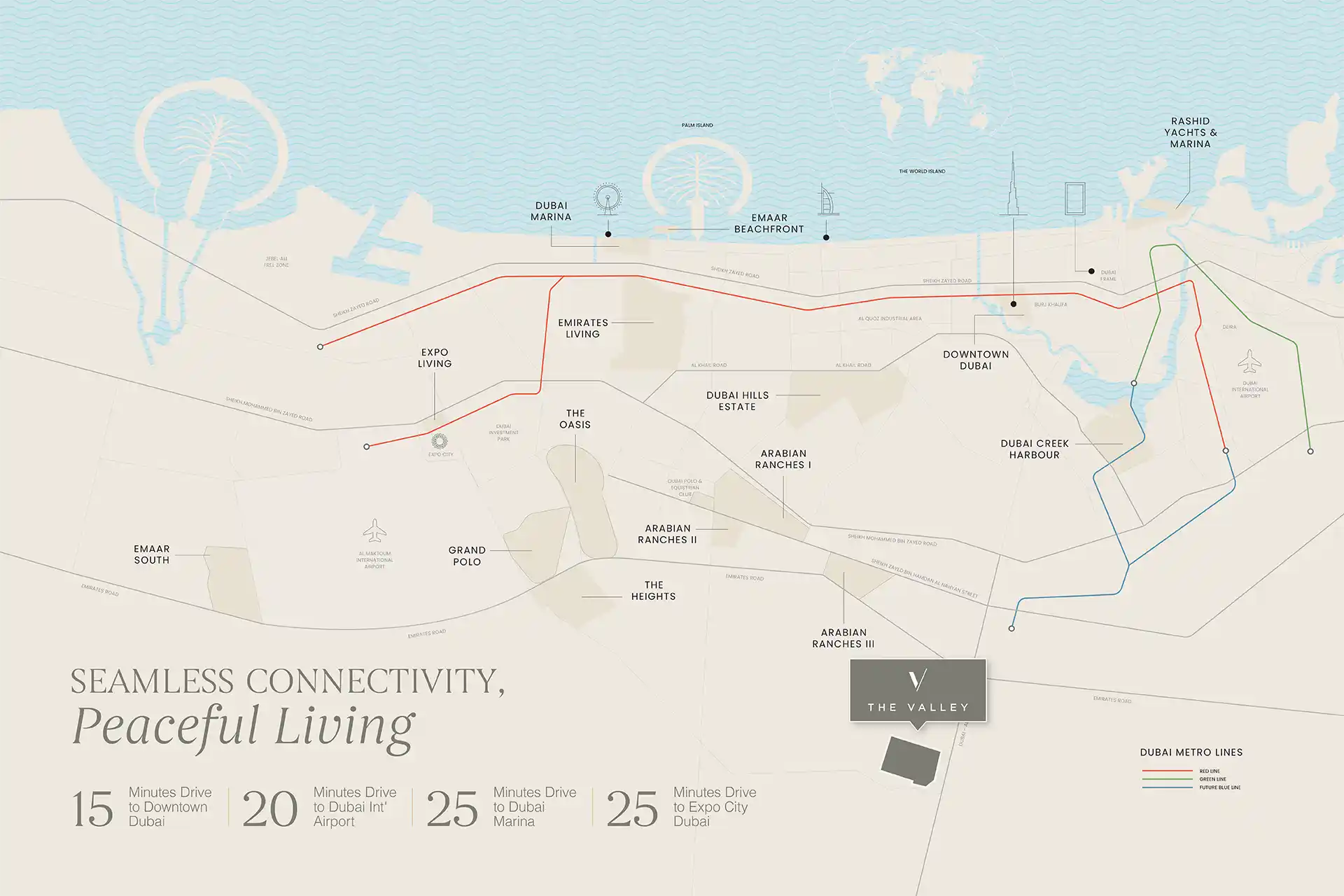 Damac Islands Dubai Location Map